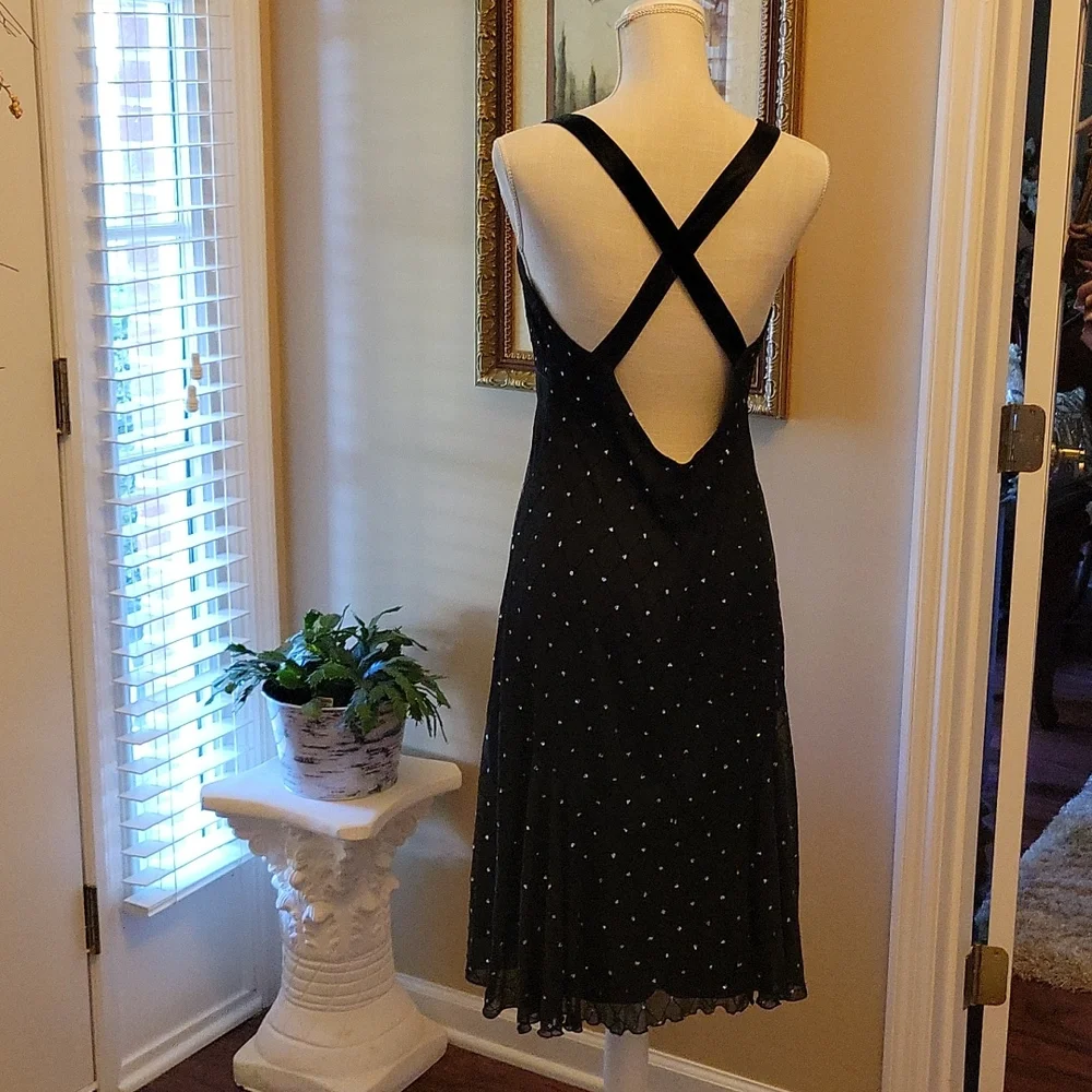 R & M Richards Petite black silver sequin halter dress built in bra 12P …EUC - Picture 5 of 8